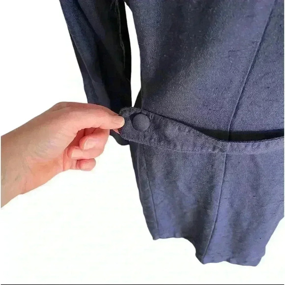 Jessica Howard Coat Dress Navy Blue with Handpainted Flowers Vintage 80s Size 10 - Picture 5 of 9